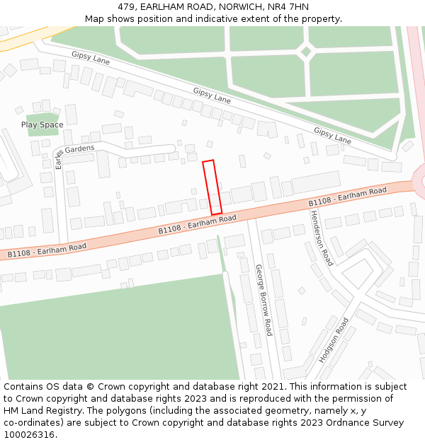 479, EARLHAM ROAD, NORWICH, NR4 7HN: Location map and indicative extent of plot