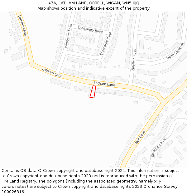 47A, LATHAM LANE, ORRELL, WIGAN, WN5 0JQ: Location map and indicative extent of plot