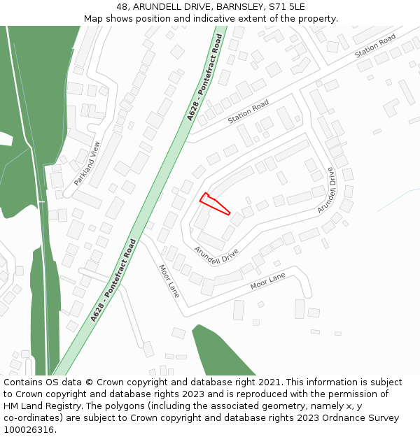 48, ARUNDELL DRIVE, BARNSLEY, S71 5LE: Location map and indicative extent of plot