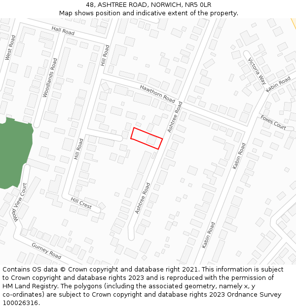 48, ASHTREE ROAD, NORWICH, NR5 0LR: Location map and indicative extent of plot