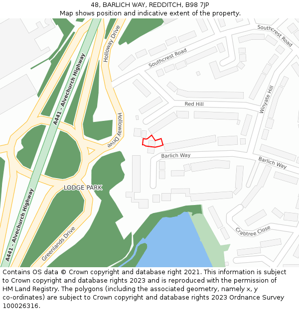 48, BARLICH WAY, REDDITCH, B98 7JP: Location map and indicative extent of plot