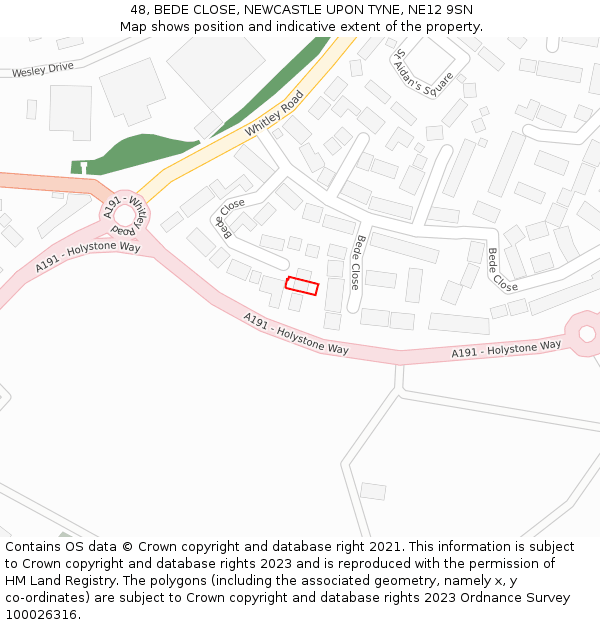 48, BEDE CLOSE, NEWCASTLE UPON TYNE, NE12 9SN: Location map and indicative extent of plot