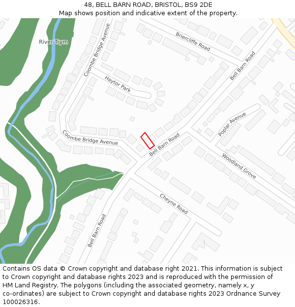 48, BELL BARN ROAD, BRISTOL, BS9 2DE: Location map and indicative extent of plot