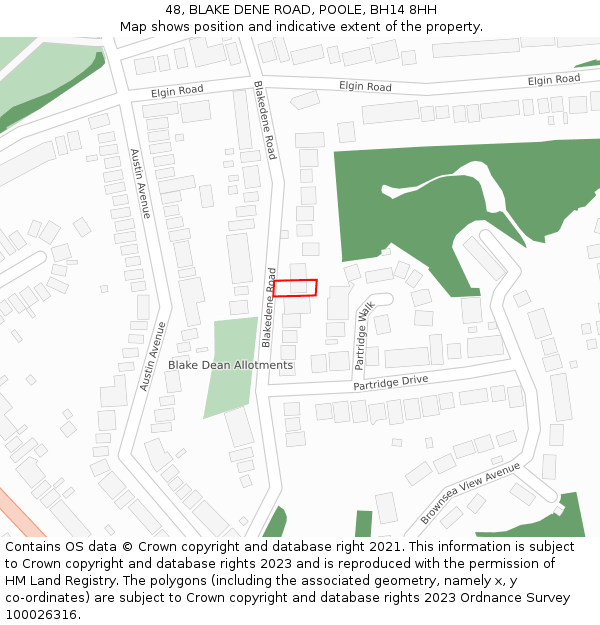 48, BLAKE DENE ROAD, POOLE, BH14 8HH: Location map and indicative extent of plot