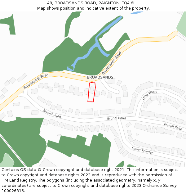 48, BROADSANDS ROAD, PAIGNTON, TQ4 6HH: Location map and indicative extent of plot