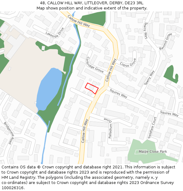 48, CALLOW HILL WAY, LITTLEOVER, DERBY, DE23 3RL: Location map and indicative extent of plot