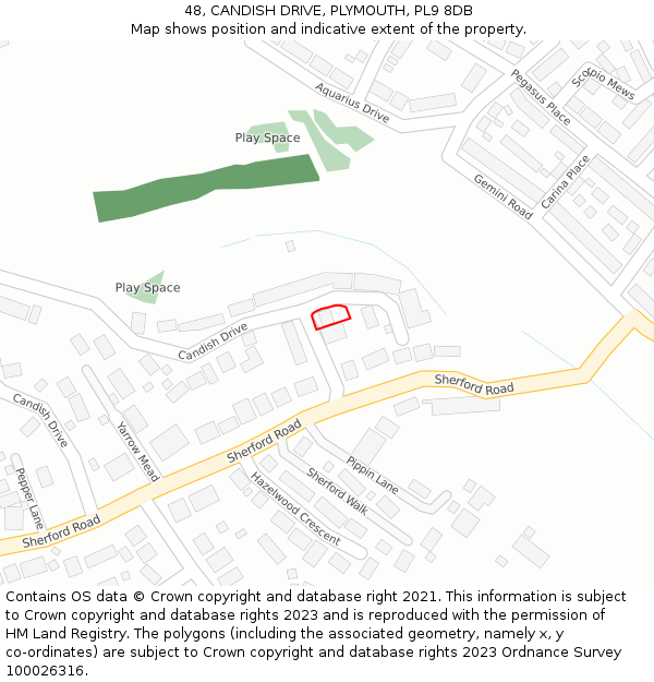 48, CANDISH DRIVE, PLYMOUTH, PL9 8DB: Location map and indicative extent of plot
