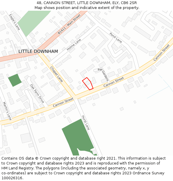 48, CANNON STREET, LITTLE DOWNHAM, ELY, CB6 2SR: Location map and indicative extent of plot