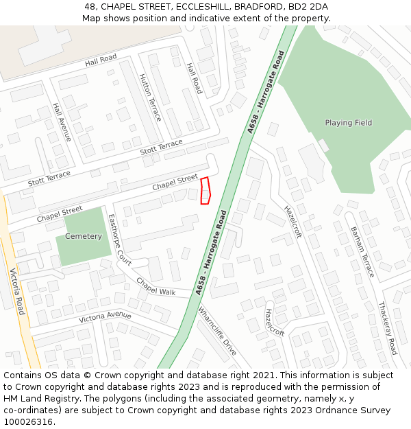 48, CHAPEL STREET, ECCLESHILL, BRADFORD, BD2 2DA: Location map and indicative extent of plot