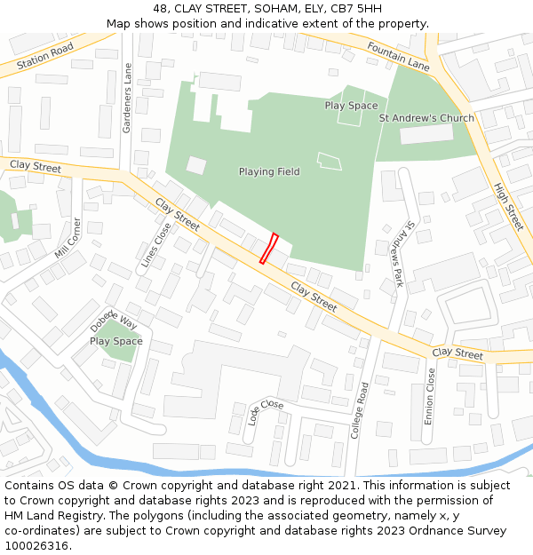 48, CLAY STREET, SOHAM, ELY, CB7 5HH: Location map and indicative extent of plot