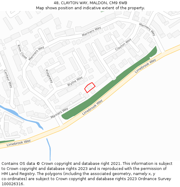 48, CLAYTON WAY, MALDON, CM9 6WB: Location map and indicative extent of plot