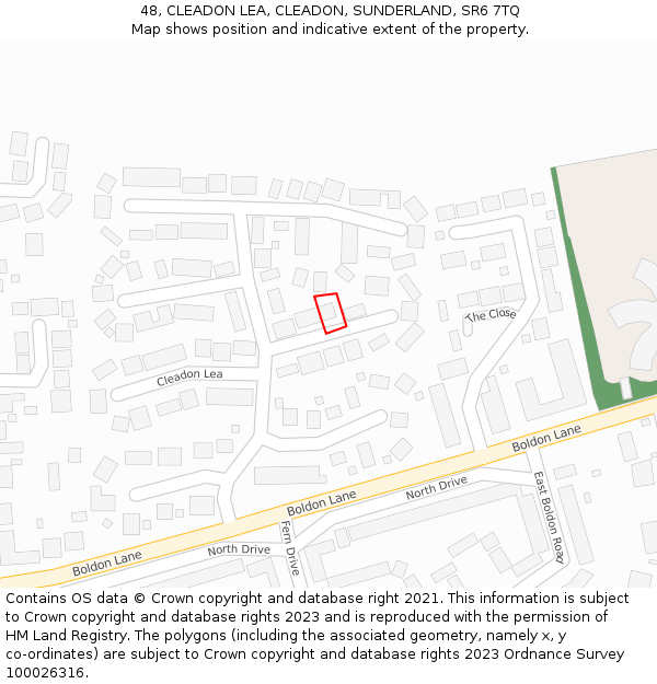 48, CLEADON LEA, CLEADON, SUNDERLAND, SR6 7TQ: Location map and indicative extent of plot