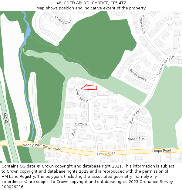 48, COED ARHYD, CARDIFF, CF5 4TZ: Location map and indicative extent of plot