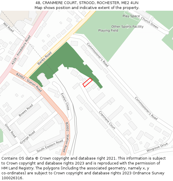 48, CRANMERE COURT, STROOD, ROCHESTER, ME2 4UN: Location map and indicative extent of plot
