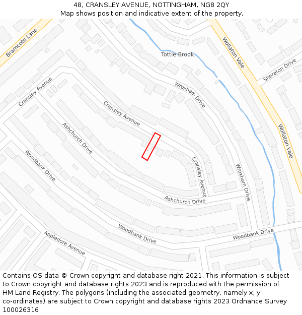 48, CRANSLEY AVENUE, NOTTINGHAM, NG8 2QY: Location map and indicative extent of plot