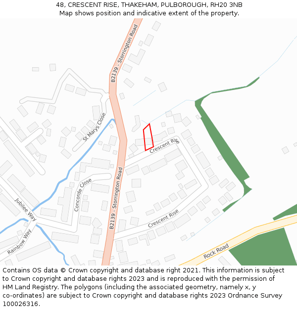 48, CRESCENT RISE, THAKEHAM, PULBOROUGH, RH20 3NB: Location map and indicative extent of plot