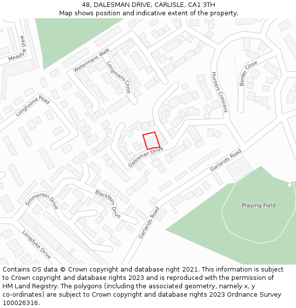 48, DALESMAN DRIVE, CARLISLE, CA1 3TH: Location map and indicative extent of plot
