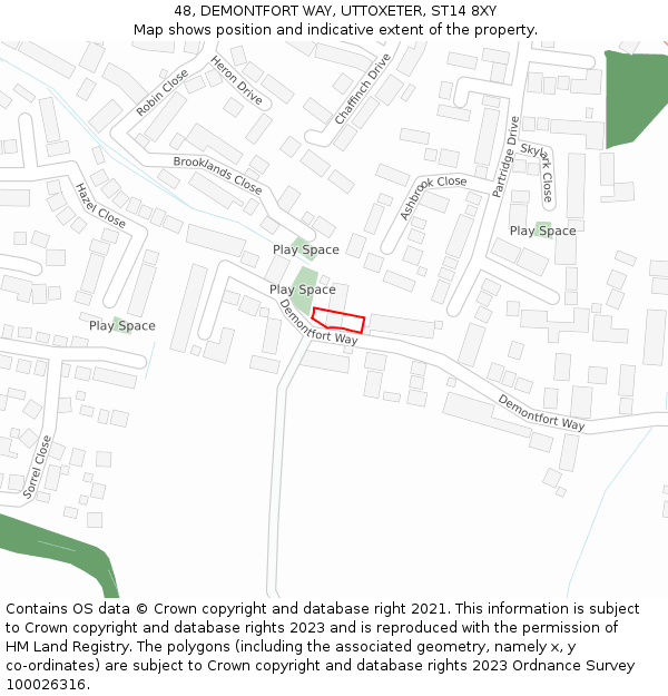 48, DEMONTFORT WAY, UTTOXETER, ST14 8XY: Location map and indicative extent of plot
