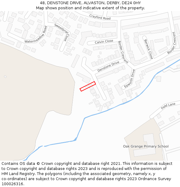 48, DENSTONE DRIVE, ALVASTON, DERBY, DE24 0HY: Location map and indicative extent of plot