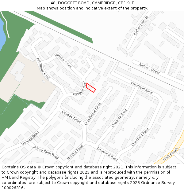 48, DOGGETT ROAD, CAMBRIDGE, CB1 9LF: Location map and indicative extent of plot