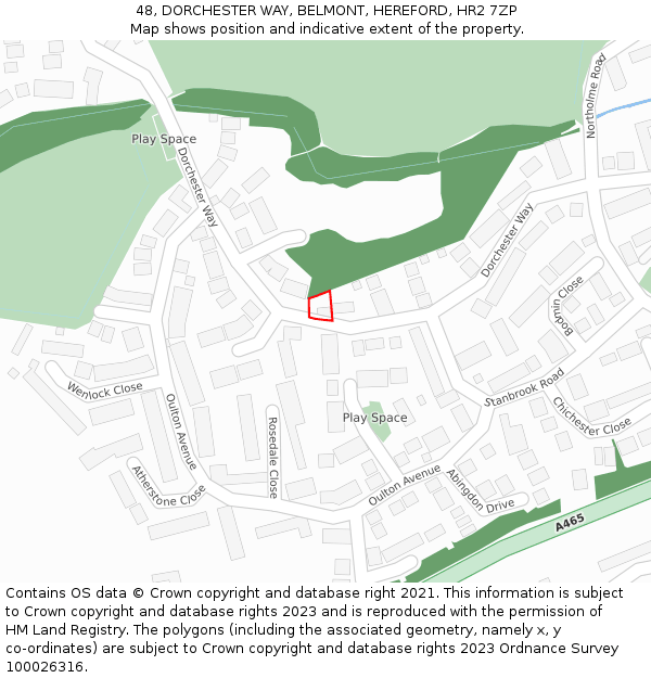 48, DORCHESTER WAY, BELMONT, HEREFORD, HR2 7ZP: Location map and indicative extent of plot