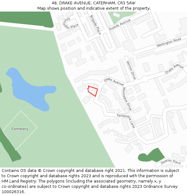 48, DRAKE AVENUE, CATERHAM, CR3 5AW: Location map and indicative extent of plot