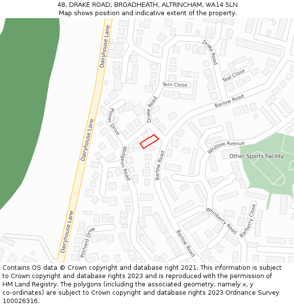 48, DRAKE ROAD, BROADHEATH, ALTRINCHAM, WA14 5LN: Location map and indicative extent of plot