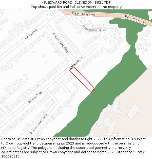 48, EDWARD ROAD, CLEVEDON, BS21 7DT: Location map and indicative extent of plot