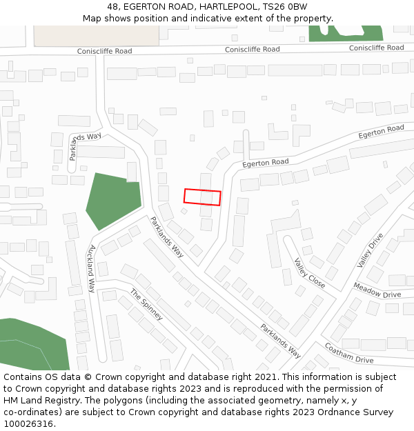 48, EGERTON ROAD, HARTLEPOOL, TS26 0BW: Location map and indicative extent of plot