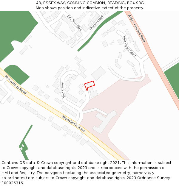 48, ESSEX WAY, SONNING COMMON, READING, RG4 9RG: Location map and indicative extent of plot