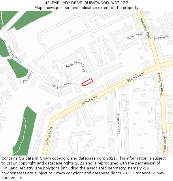 48, FAIR LADY DRIVE, BURNTWOOD, WS7 1ZZ: Location map and indicative extent of plot