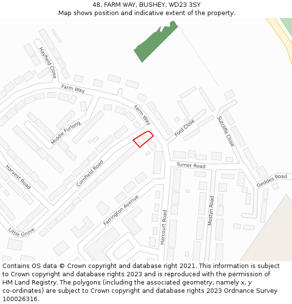 48, FARM WAY, BUSHEY, WD23 3SY: Location map and indicative extent of plot