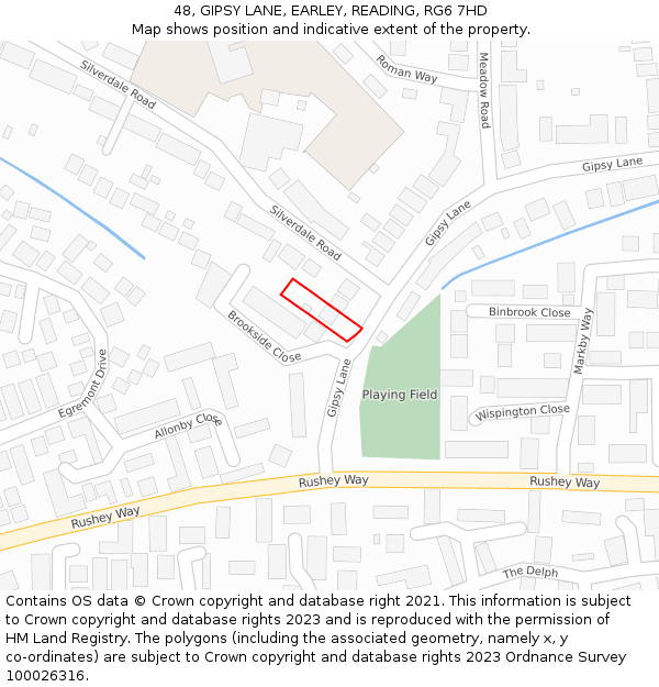 48, GIPSY LANE, EARLEY, READING, RG6 7HD: Location map and indicative extent of plot