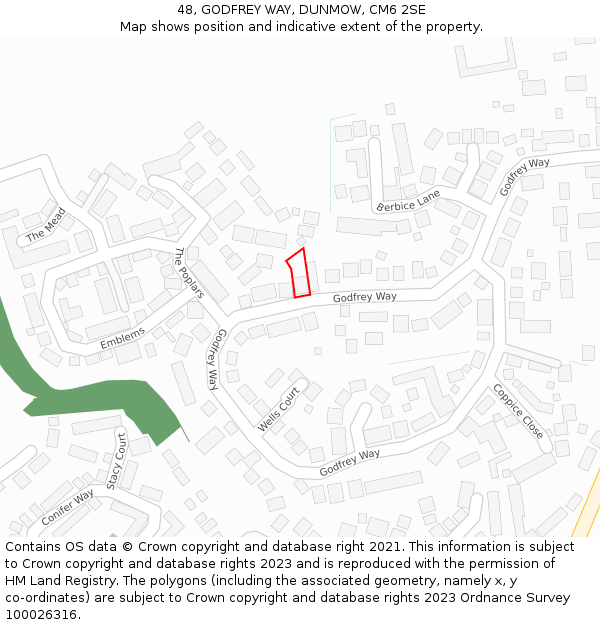48, GODFREY WAY, DUNMOW, CM6 2SE: Location map and indicative extent of plot
