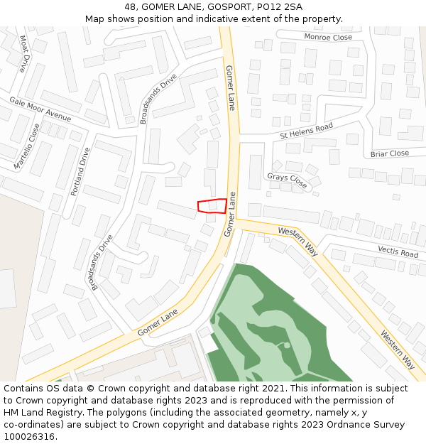 48, GOMER LANE, GOSPORT, PO12 2SA: Location map and indicative extent of plot