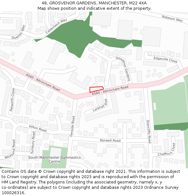 48, GROSVENOR GARDENS, MANCHESTER, M22 4XA: Location map and indicative extent of plot