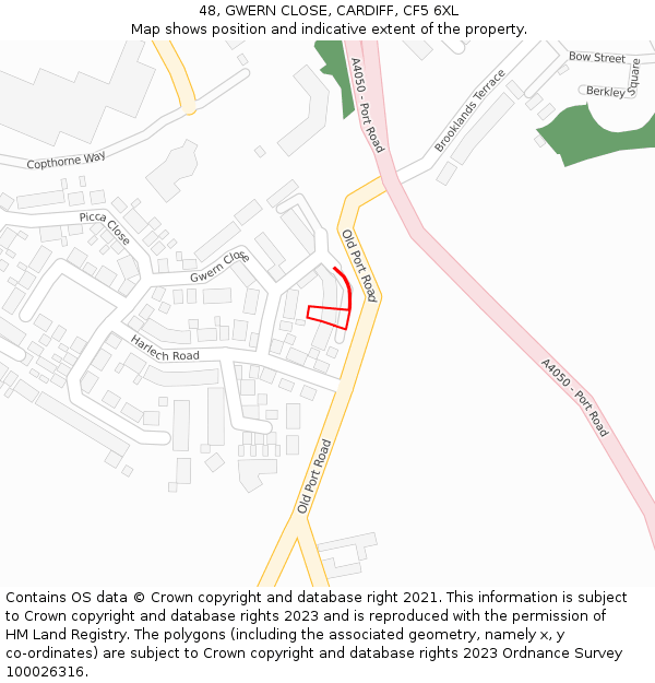 48, GWERN CLOSE, CARDIFF, CF5 6XL: Location map and indicative extent of plot