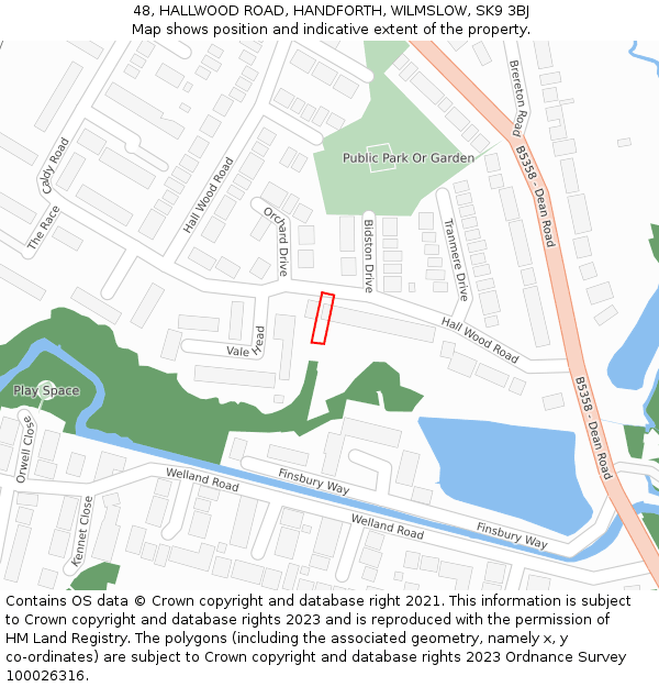 48, HALLWOOD ROAD, HANDFORTH, WILMSLOW, SK9 3BJ: Location map and indicative extent of plot