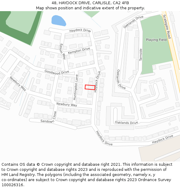 48, HAYDOCK DRIVE, CARLISLE, CA2 4FB: Location map and indicative extent of plot