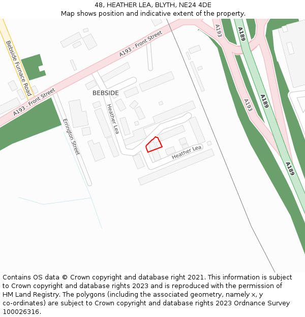 48, HEATHER LEA, BLYTH, NE24 4DE: Location map and indicative extent of plot
