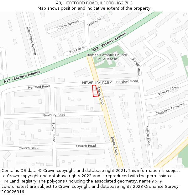 48, HERTFORD ROAD, ILFORD, IG2 7HF: Location map and indicative extent of plot