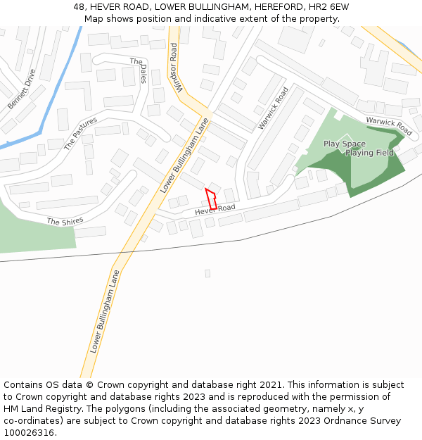 48, HEVER ROAD, LOWER BULLINGHAM, HEREFORD, HR2 6EW: Location map and indicative extent of plot