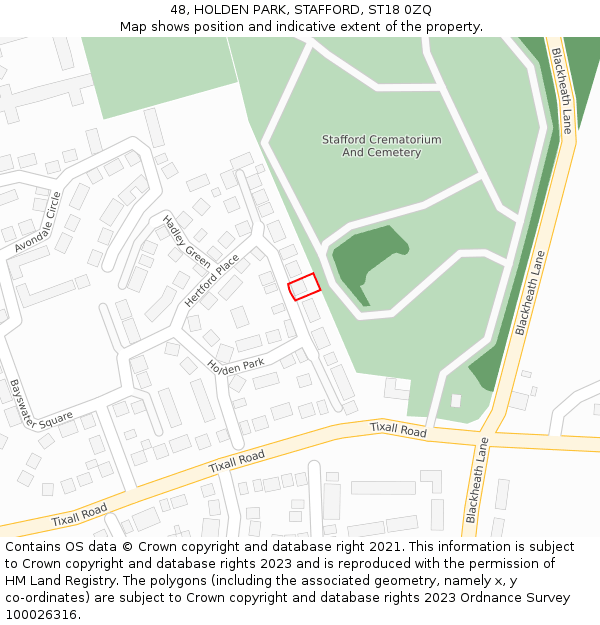 48, HOLDEN PARK, STAFFORD, ST18 0ZQ: Location map and indicative extent of plot