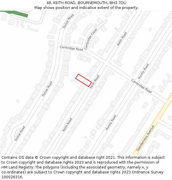 48, KEITH ROAD, BOURNEMOUTH, BH3 7DU: Location map and indicative extent of plot