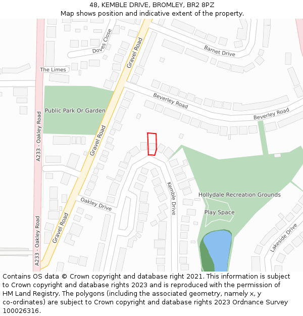 48, KEMBLE DRIVE, BROMLEY, BR2 8PZ: Location map and indicative extent of plot