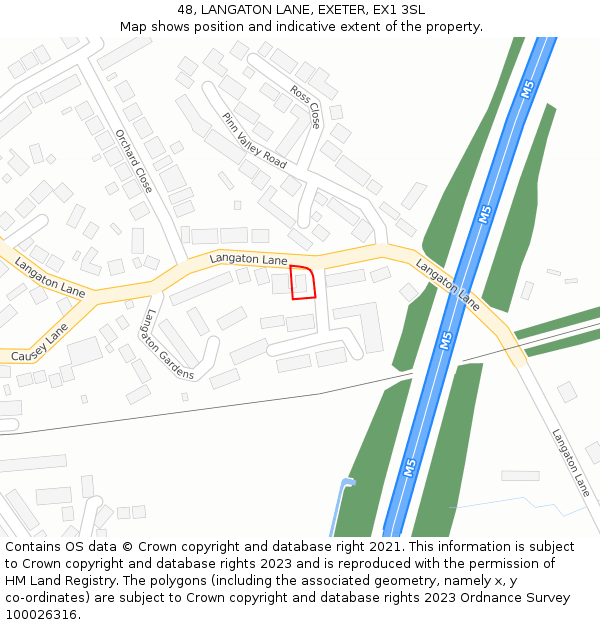 48, LANGATON LANE, EXETER, EX1 3SL: Location map and indicative extent of plot