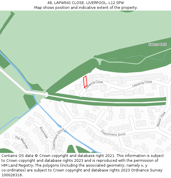 48, LAPWING CLOSE, LIVERPOOL, L12 0PW: Location map and indicative extent of plot