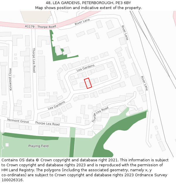 48, LEA GARDENS, PETERBOROUGH, PE3 6BY: Location map and indicative extent of plot
