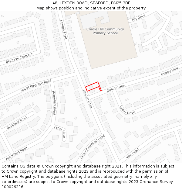 48, LEXDEN ROAD, SEAFORD, BN25 3BE: Location map and indicative extent of plot