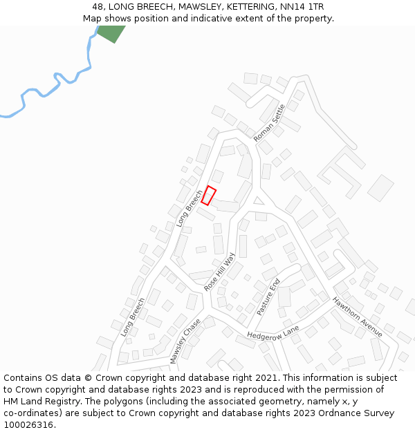 48, LONG BREECH, MAWSLEY, KETTERING, NN14 1TR: Location map and indicative extent of plot